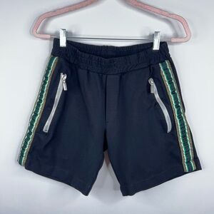 Rhude Traxedo Shorts Black Green Stripe Zipper Pockets Size XS